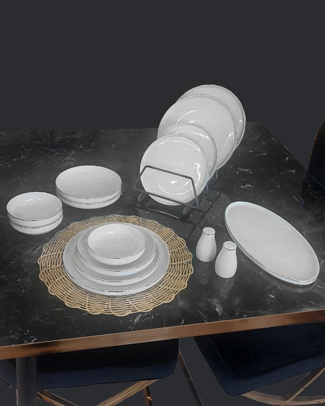 Service for 6 people white porcelain plates