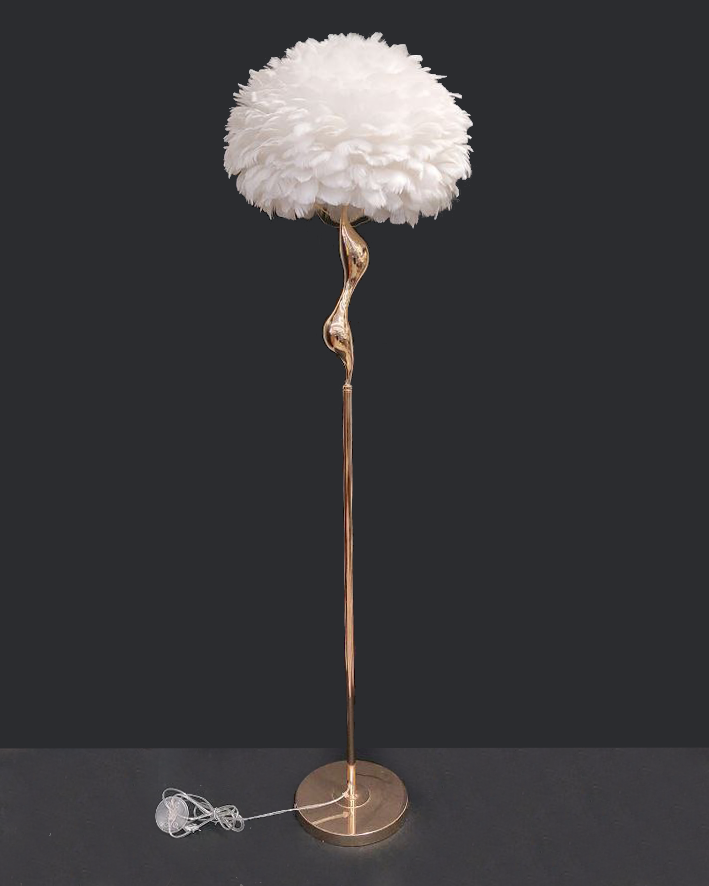 Lampada da terra con piume nero o bianco