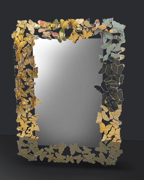 Mirror with golden butterflies mirrored