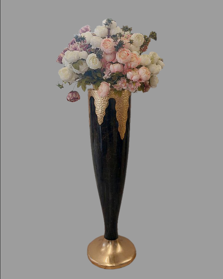 Tall black and gold vase