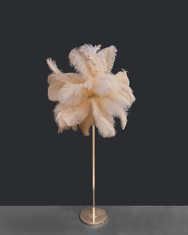 Floor lamp with feathers