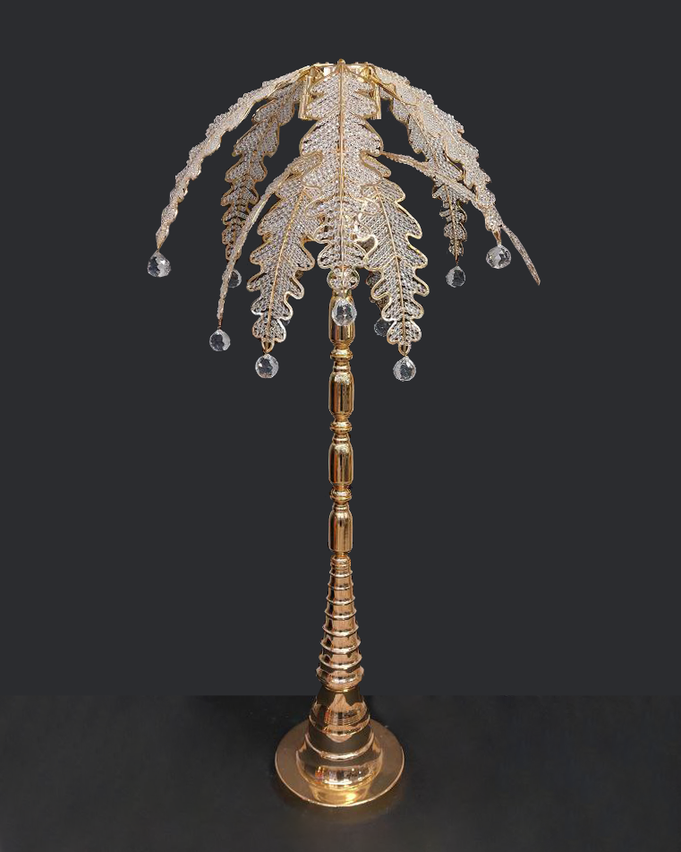Lampada da terra oro con strass e brillanti
