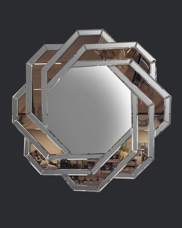Decorative wall mirror silver and copper