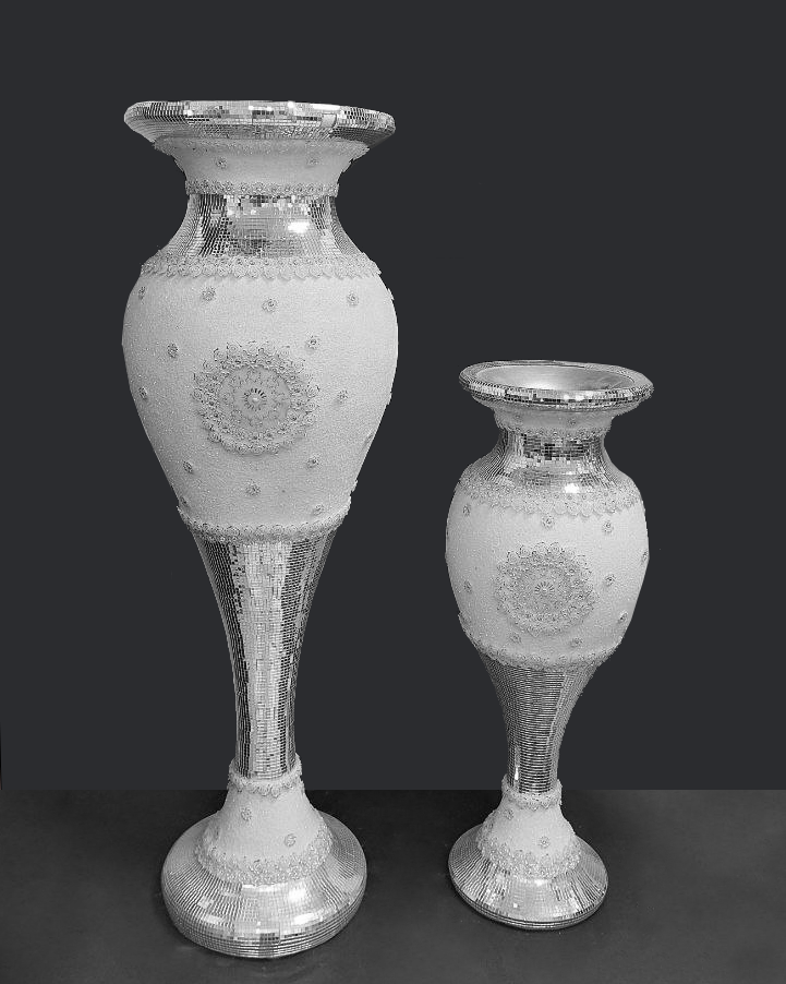 Vaso decorativo bianco e argento