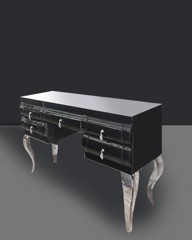 Mirrored console table with drawers silver or black