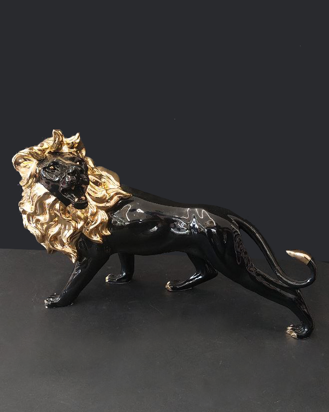 Statua leone nero e oro, tre modelli disponibili