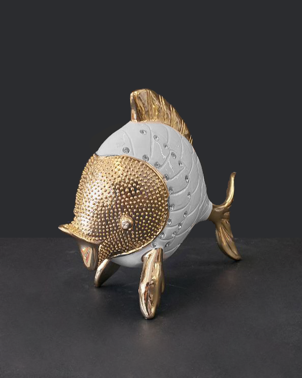 Decorazione pesce bianco e oro