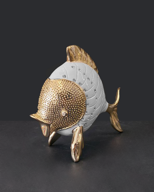 Decorazione pesce bianco e oro