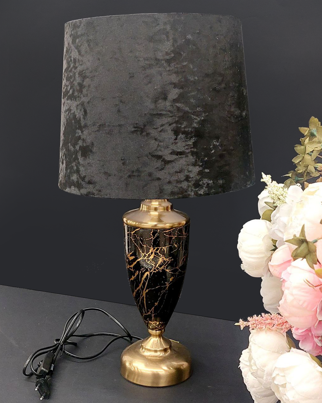Lampada da tavolo Oro e Nero / Bianco