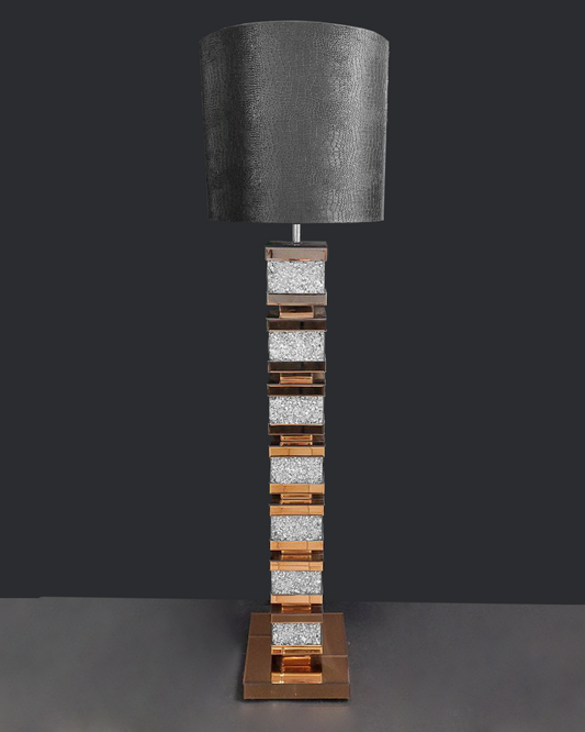 Lampada da terra oro e nero con strass