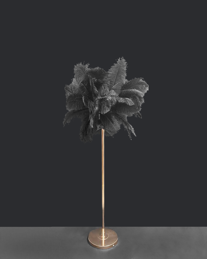 Lampada da terra con piume