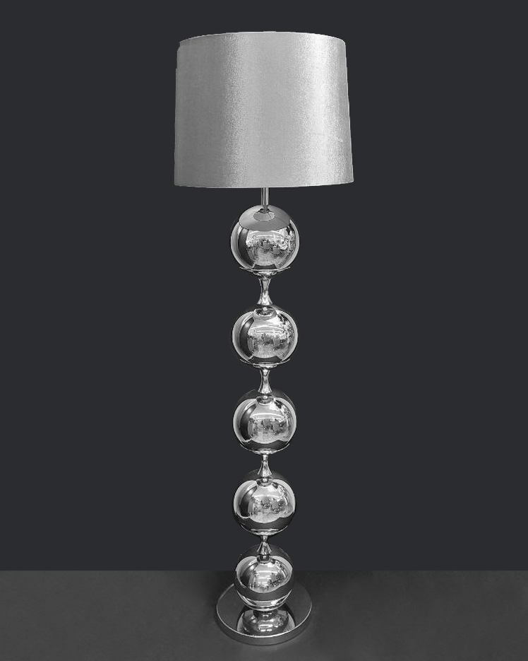 Lampada da terra con sfere argento