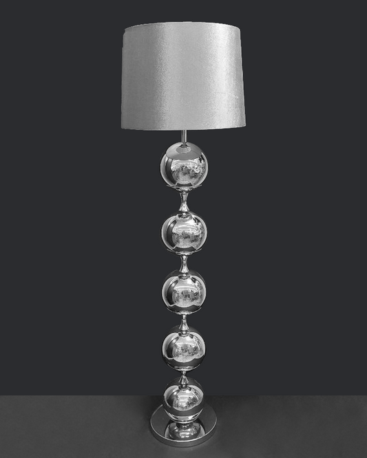 Lampada da terra con sfere argento