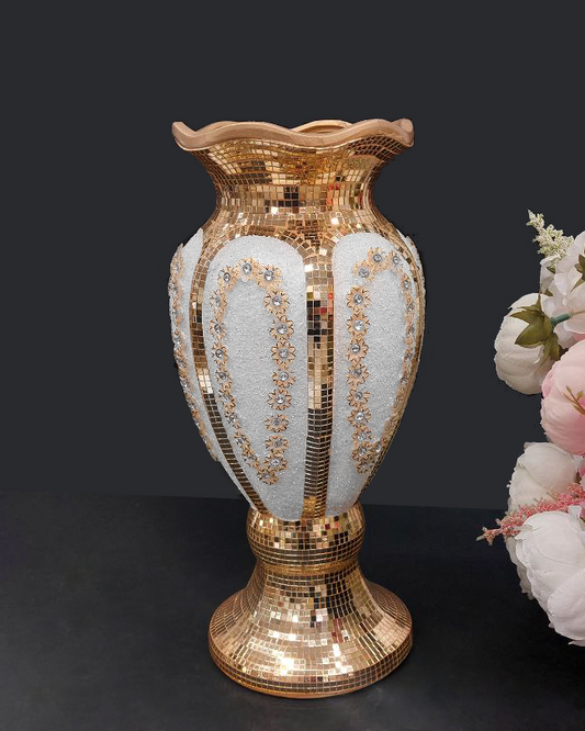 Vaso decorativo bianco e oro