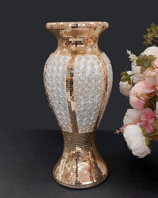 Vaso decorativo oro e bianco