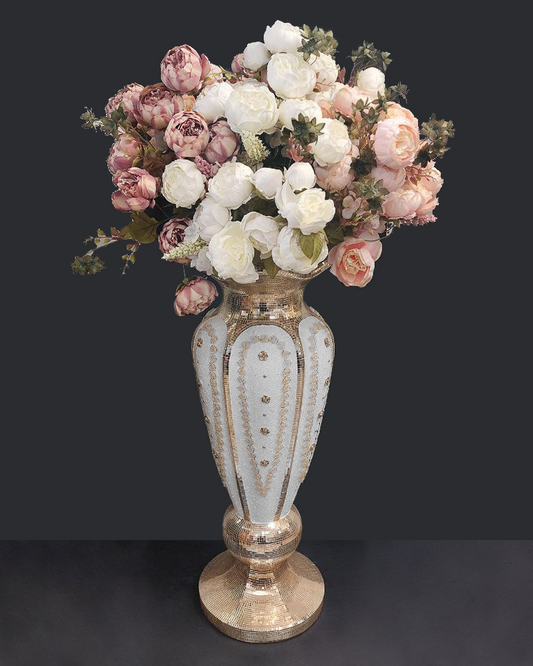 Vaso decorativo bianco e oro o argento
