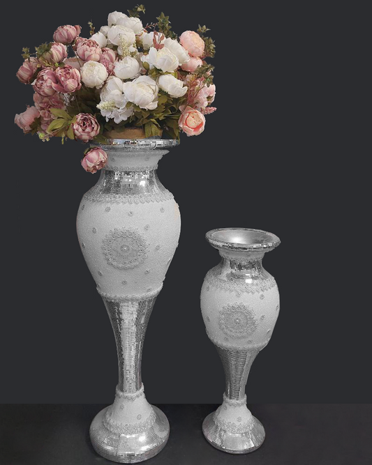 Vaso decorativo bianco e argento
