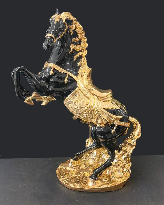 Statua cavallo nero e oro