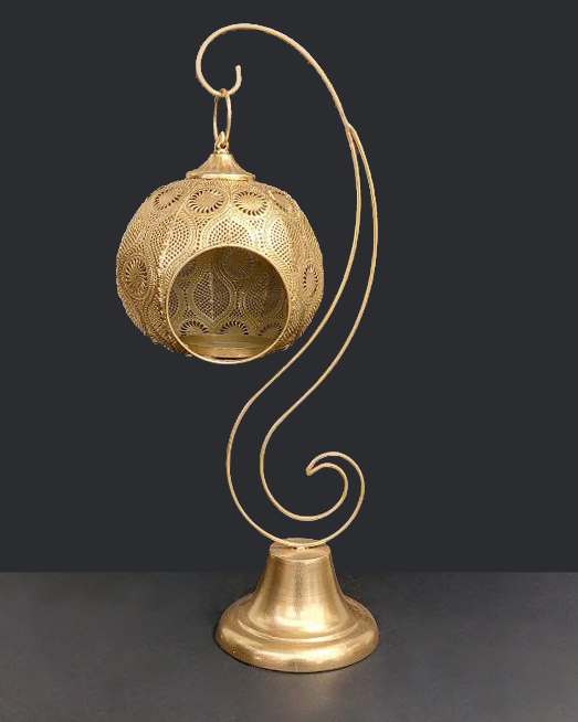 Lanterna porta candele oro