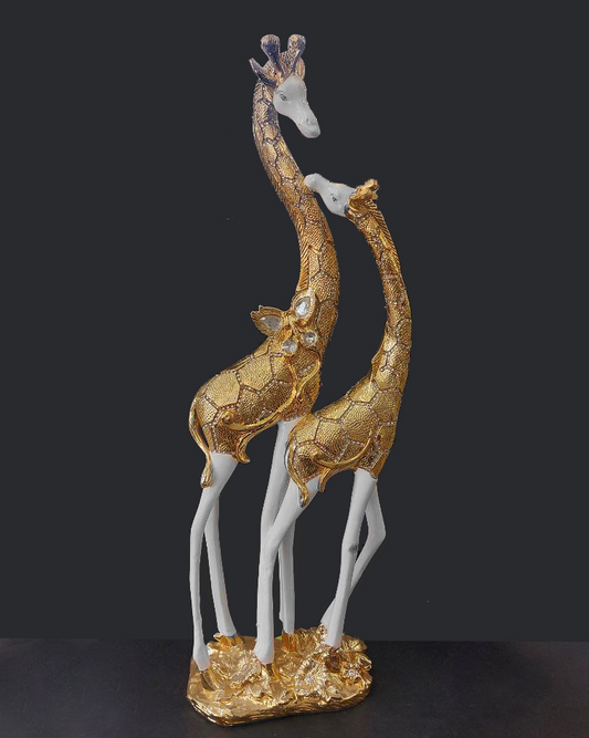 Statua giraffe nero e oro o bianco e oro