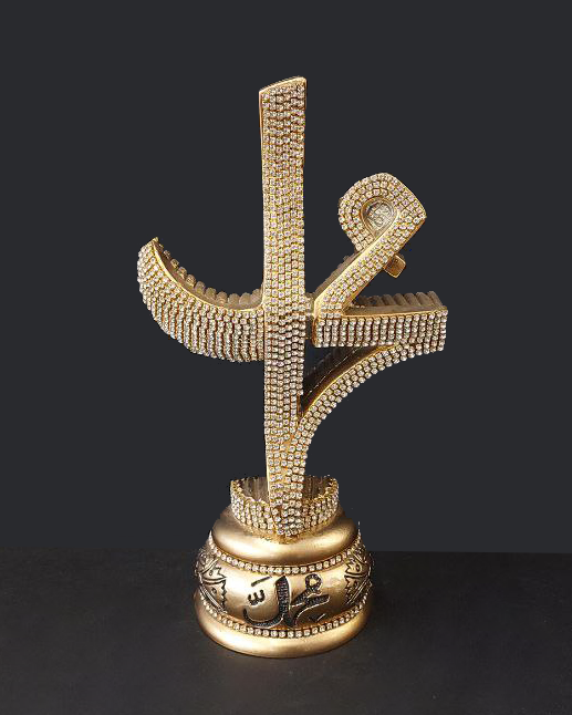 Coppia statue color oro con strass