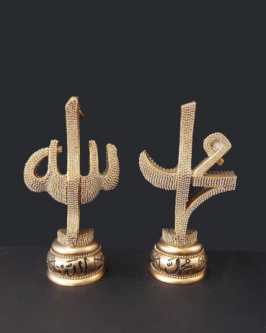 Coppia statue color oro con strass