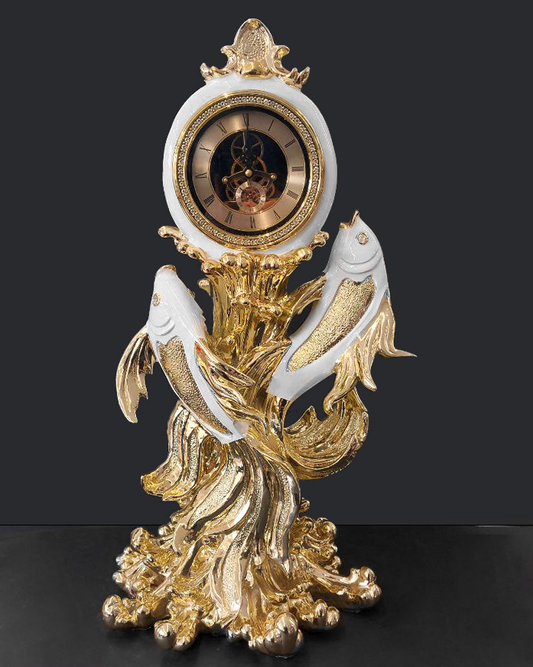 Orologio elegante oro e bianco con due pesci