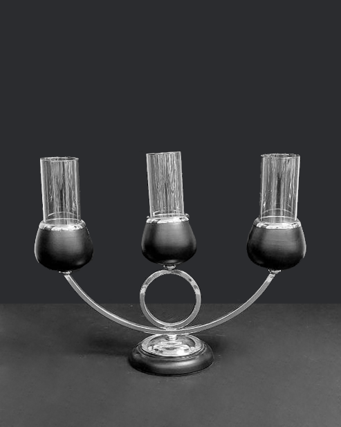 Porta candele nero e argento
