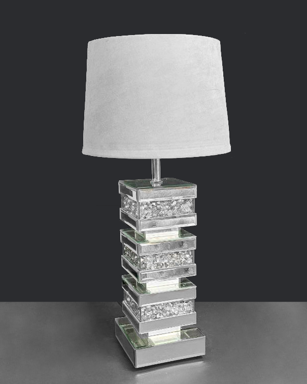 Lampada da tavolo argento con strass