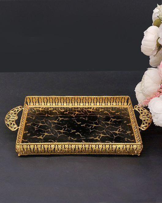 Vassoio decorativo nero e oro